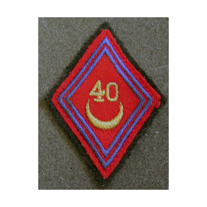 LOSANGE DE BRAS MODÈLE 45 : losange du 40° RANA régiment d'artillerie Nord Africaine modèle s/officier (laminette)