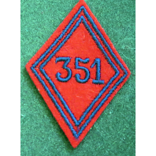 LOSANGE DE BRAS MODÈLE 45 : losange du  351° RALP Régiment d'artillerie lourde portée modèle troupe