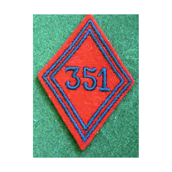 LOSANGE DE BRAS MODÈLE 45 : losange du  351° RALP Régiment d'artillerie lourde portée modèle troupe