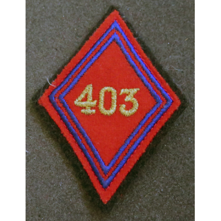 LOSANGE DE BRAS MODÈLE 45 : losange du 403° RAA Régiment d'artillerie antiaérienne modèle sous/officier (laminette)