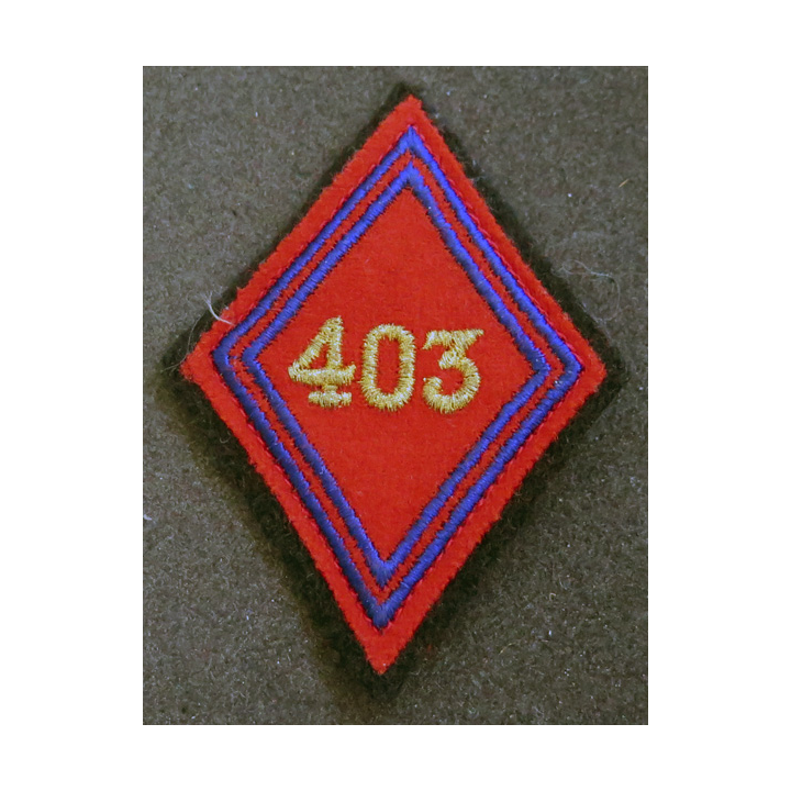 LOSANGE DE BRAS MODÈLE 45 : losange du 403° RAA Régiment d'artillerie antiaérienne modèle sous/officier (laminette)