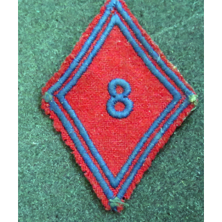 LOSANGE DE BRAS MODÈLE 45 : losange du 8° régiment d'artillerie modèle troupe sur tissu colonial