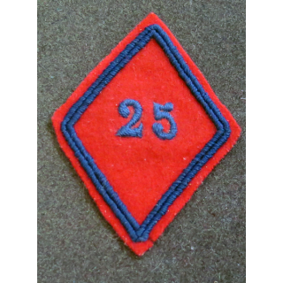 LOSANGE DE BRAS MODÈLE 45 : losange du 25° RA Régiment d'artillerie modèle troupe fabrication artisanale