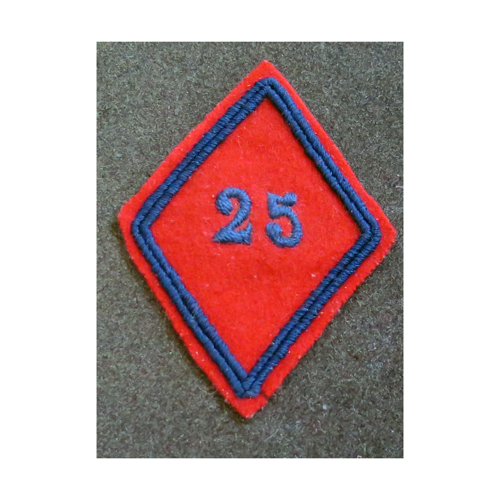 LOSANGE DE BRAS MODÈLE 45 : losange du 25° RA Régiment d'artillerie modèle troupe fabrication artisanale