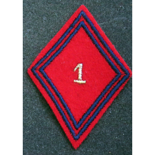 LOSANGE DE BRAS MODÈLE 45 : losange du 1° RA régiment de l'artillerie modèle s/off (laminette)