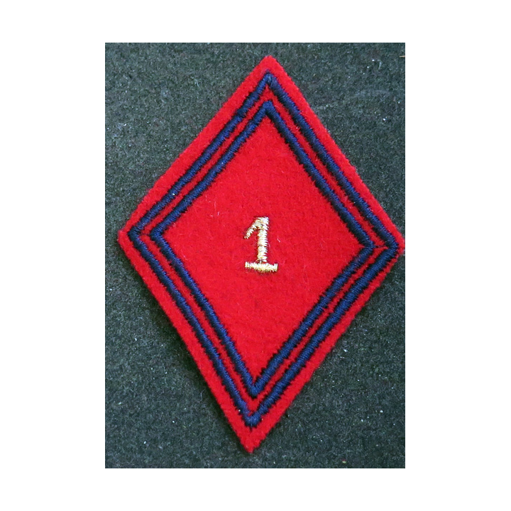 LOSANGE DE BRAS MODÈLE 45 : losange du 1° RA régiment de l'artillerie modèle s/off (laminette)