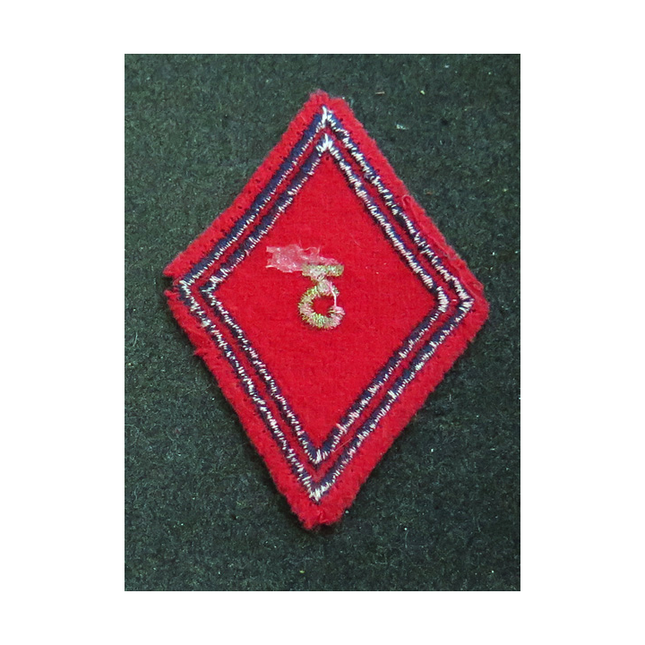 LOSANGE DE BRAS MODÈLE 45 : losange du 3° RA régiment de l'artillerie modèle officier (fil jaune et or)