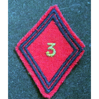 LOSANGE DE BRAS MODÈLE 45 : losange du 3° RA régiment de l'artillerie modèle officier (fil jaune et or)