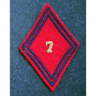 LOSANGE DE BRAS MODÈLE 45 : losange du 7° RA régiment de l'artillerie modèle officier (cannetille)
