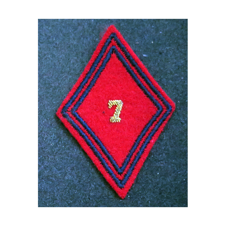 LOSANGE DE BRAS MODÈLE 45 : losange du 7° RA régiment de l'artillerie modèle officier (cannetille)