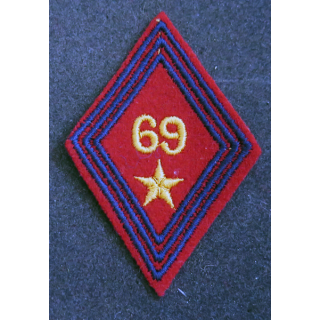 LOSANGE DE BRAS MODÈLE 45 : losange du 69° RA Régiment d'artillerie s/off (fil) Indochine