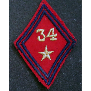 LOSANGE DE BRAS MODÈLE 45 : losange du 34° régiment d'artillerie divisionnaire modèle s/off (laminette)