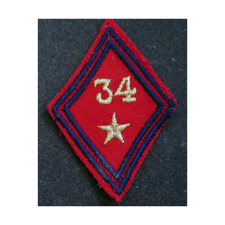 LOSANGE DE BRAS MODÈLE 45 : losange du 34° régiment d'artillerie divisionnaire modèle s/off (laminette)