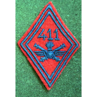 LOSANGE DE BRAS MODÈLE 45 : losange du 411° Régiment d'artillerie antiaérienne modèle troupe