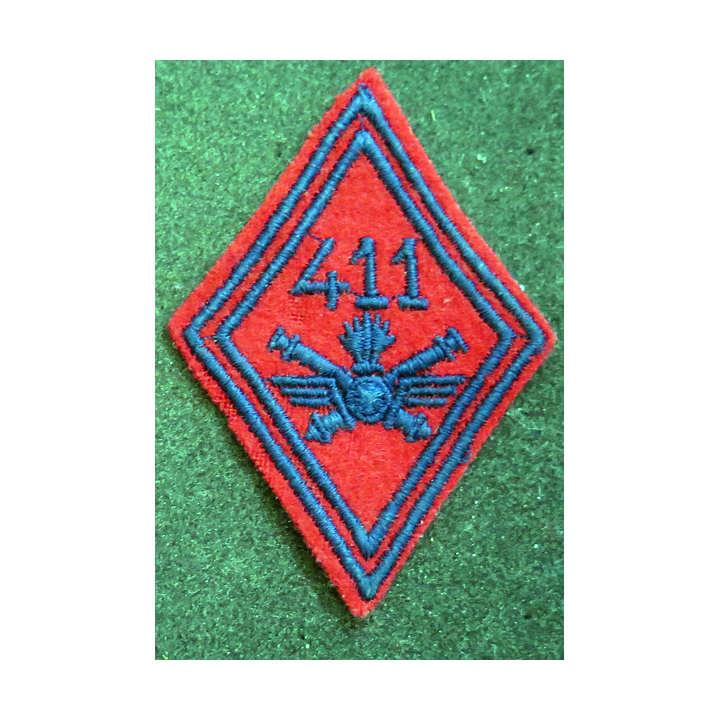 LOSANGE DE BRAS MODÈLE 45 : losange du 411° Régiment d'artillerie antiaérienne modèle troupe