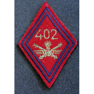 LOSANGE DE BRAS MODÈLE 45 : losange du 402° Régiment d'artillerie antiaérienne modèle s/off (laminette)
