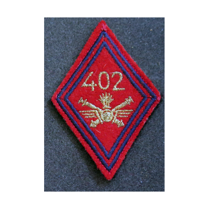 LOSANGE DE BRAS MODÈLE 45 : losange du 402° Régiment d'artillerie antiaérienne modèle s/off (laminette)