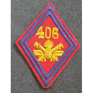 LOSANGE DE BRAS MODÈLE 45 : losange du 406° Régiment d'artillerie antiaérienne modèle s/off (fil)