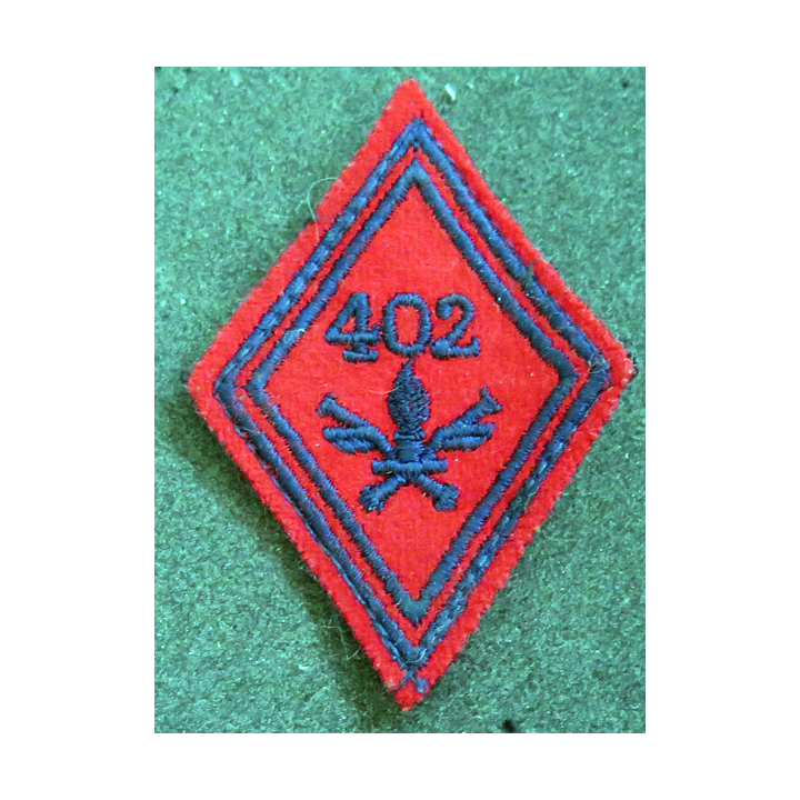 LOSANGE DE BRAS MODÈLE 45 : losange du 402° Régiment d'artillerie antiaérienne modèle troupe