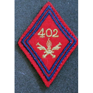 LOSANGE DE BRAS MODÈLE 45 : losange du 402° Régiment d'artillerie antiaérienne modèle s/off (laminette)