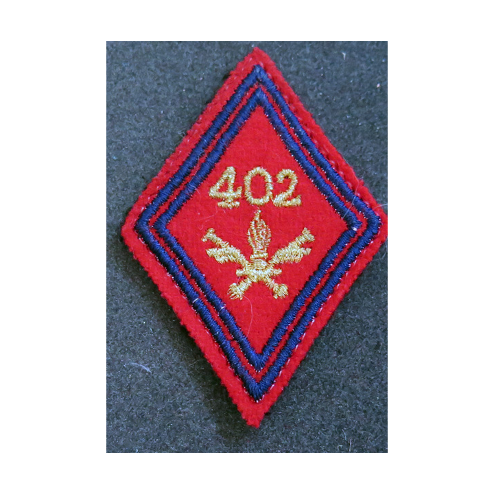 LOSANGE DE BRAS MODÈLE 45 : losange du 402° Régiment d'artillerie antiaérienne modèle s/off (laminette)