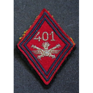 LOSANGE DE BRAS MODÈLE 45 : losange du 401° Régiment d'artillerie antiaérienne modèle s/off (laminette)