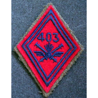 LOSANGE DE BRAS MODÈLE 45 : losange du 403° Régiment d'artillerie défense contre avions modèle troupe