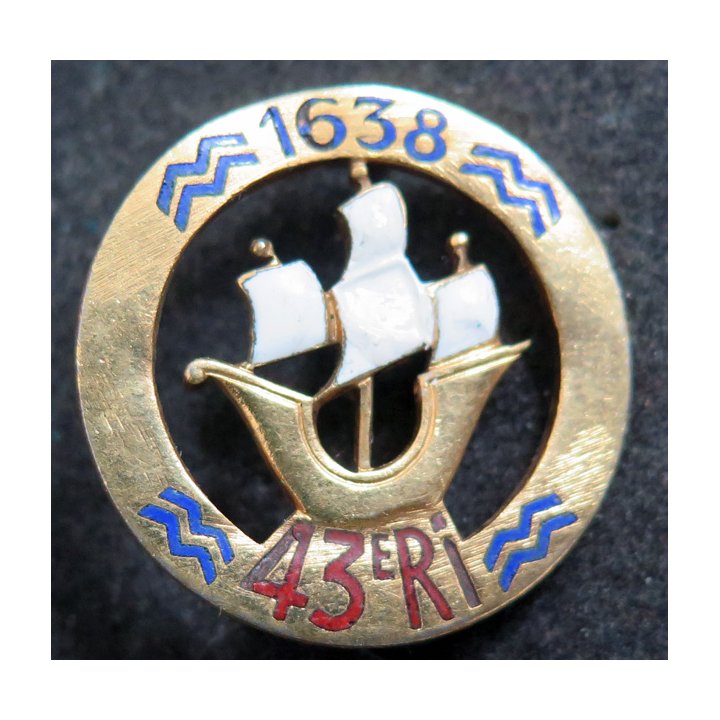 43° RI : 43° régiment d'infanterie  fabrication AB  Paris H. 109 en émail avec éclat surfacique