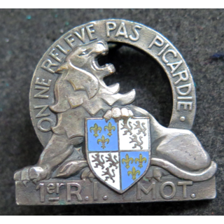 1° RIM : 1° régiment d'infanterie motorisé Arthus Bertrand Paris devise relief émail