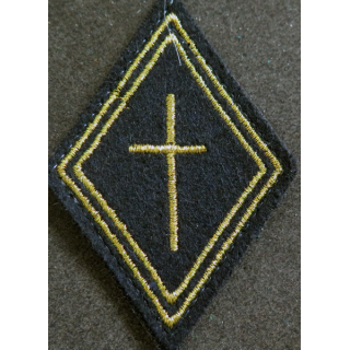 LOSANGE DE BRAS MODÈLE 45 : aumônier catholique titulaire fil or (laminette) avec 2 chevrons sur scratch