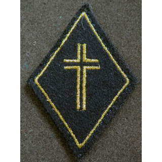 LOSANGE DE BRAS MODÈLE 45 : aumônier protestant titulaire fil or (laminette) avec 1 chevron sur scratch