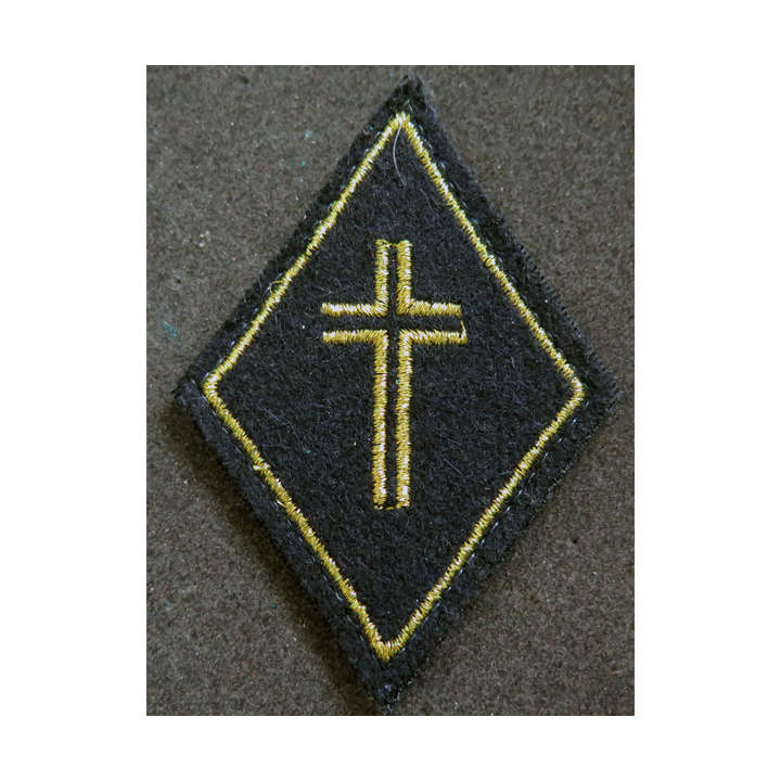 LOSANGE DE BRAS MODÈLE 45 : aumônier protestant titulaire fil or (laminette) avec 1 chevron sur scratch