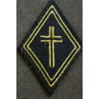 LOSANGE DE BRAS MODÈLE 45 : aumônier protestant titulaire fil or (laminette) avec 2 chevrons sur scratch