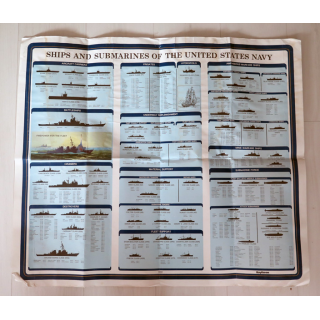 Grand Poster 79 x 69 cm sur les bateaux et sous marins US Ships & Submarines of the UN Navy