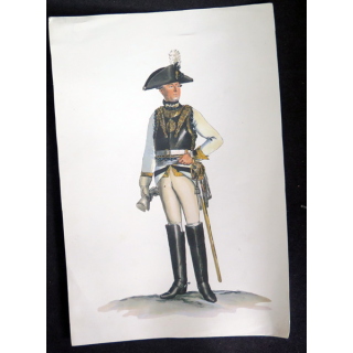 Image cartonnée 20 x 30,5 cm d'officier du 4° régiment de Cuirassiers Armée Friedrich's des Grossen