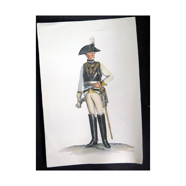 Image cartonnée 20 x 30,5 cm d'officier du 4° régiment de Cuirassiers Armée Friedrich's des Grossen
