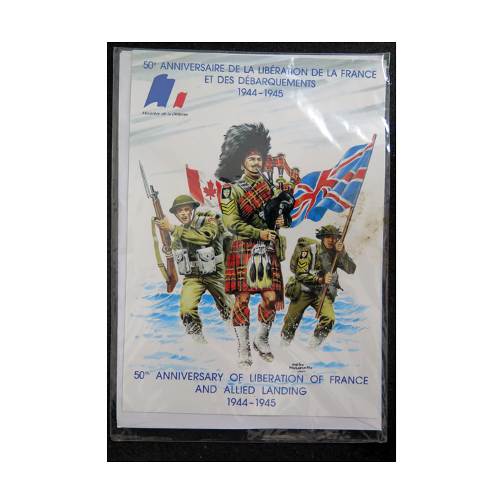 Carte du 50° anniversaire de la Libération de la France et des débarquements 1944-1945