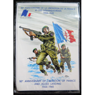 Carte du 50° anniversaire de la Libération de la France et des débarquements 1944-1945