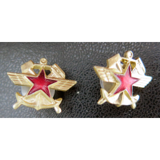 URSS : Paire d'insignes de col du transport ferroviaire (chemins de fer)