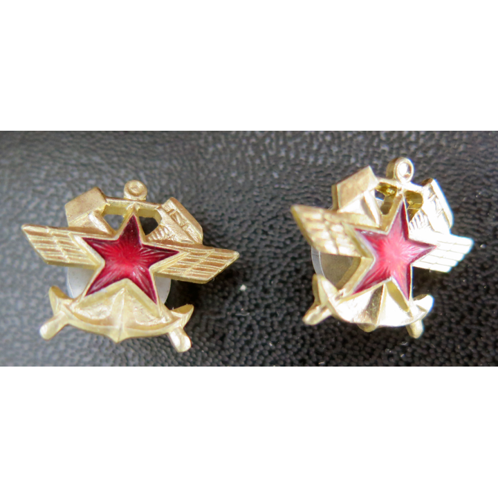 URSS : Paire d'insignes de col du transport ferroviaire (chemins de fer)