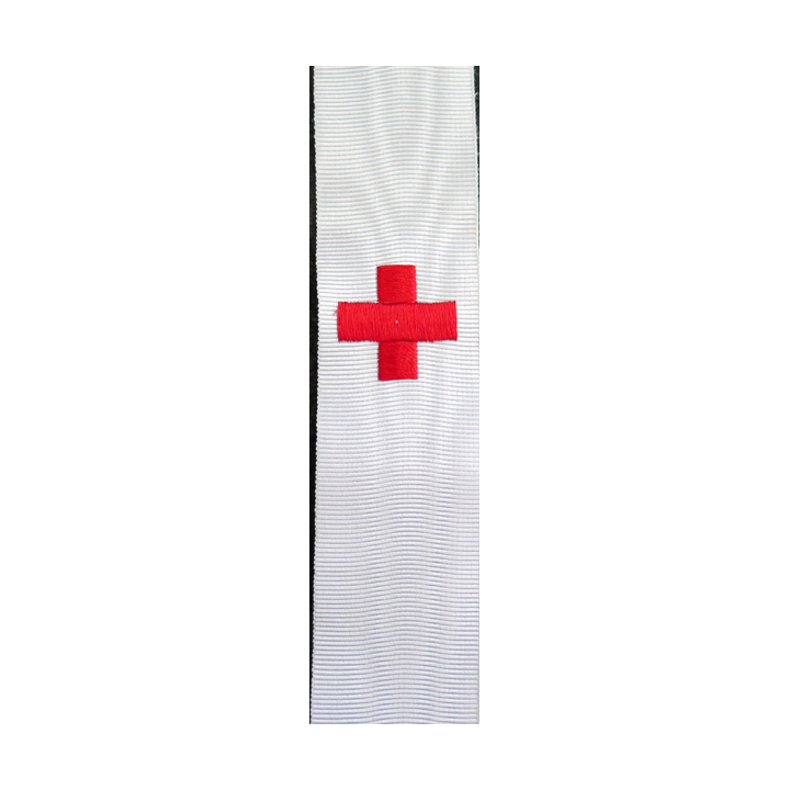 Ruban tissé rouge de la médaille des blessés longueur 21 cm