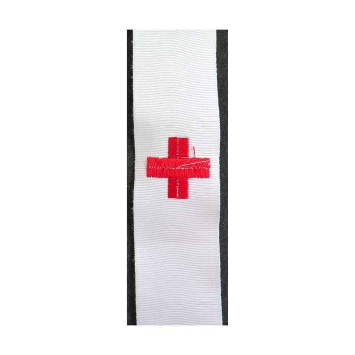 Ruban tissé rouge de la médaille des blessés longueur 21 cm