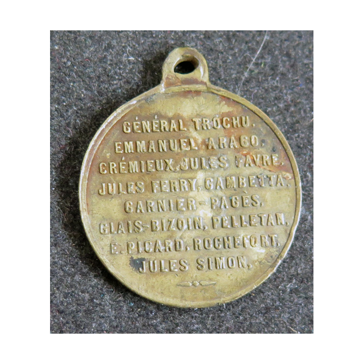 Médaille commémorative en laiton du gouvernement de défense nationale du 7 septembre 1870