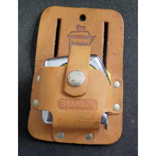 Rouleau professionnel de 5 m Stanley Powerlock 33-194 (+ 64 mm) avec son étui cuir de portage NEUF