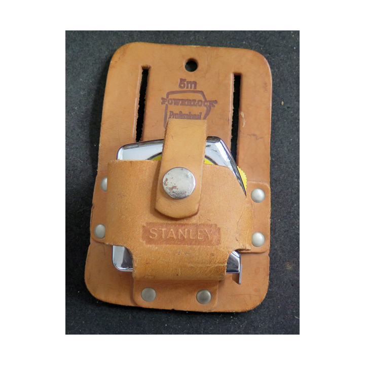 Rouleau professionnel de 5 m Stanley Powerlock 33-194 (+ 64 mm) avec son étui cuir de portage NEUF