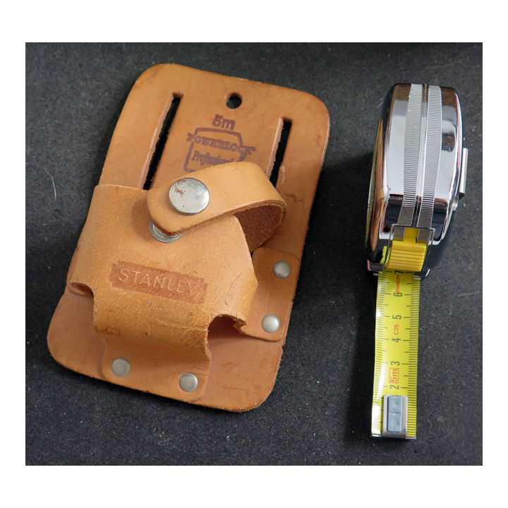 Rouleau professionnel de 5 m Stanley Powerlock 33-194 (+ 64 mm) avec son étui cuir de portage NEUF