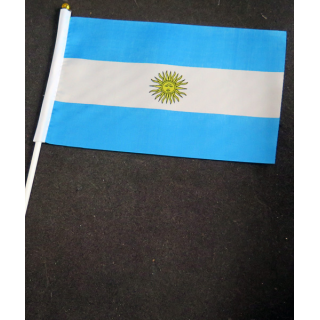 Petit drapeau à main de l'Argentine fixé sur une hampe en plastique blanc 20 x 13,5 cm