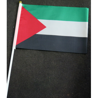 Petit drapeau à main de la Palestine fixé sur une hampe en plastique blanc 20 x 13,5 cm