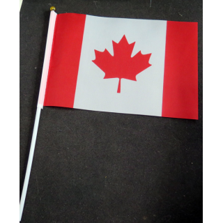 Petit drapeau à main du Canada fixé sur une hampe en plastique blanc 20 x 13,5 cm