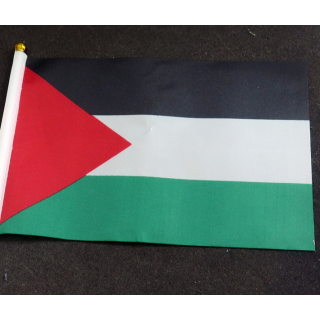 Petit drapeau à main de La Palestine fixé sur une hampe en plastique blanc 20 x 13,5 cm